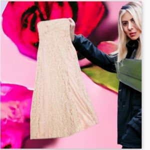 Anthropologie Champaigne & Strawberry Lace Sleeveless Wedding- Maxi Dress